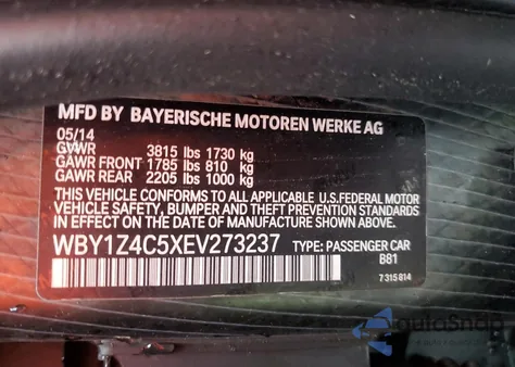 2014 BMW I3 Rex from USA, damaged, VIN WBY1Z4C5XEV273237